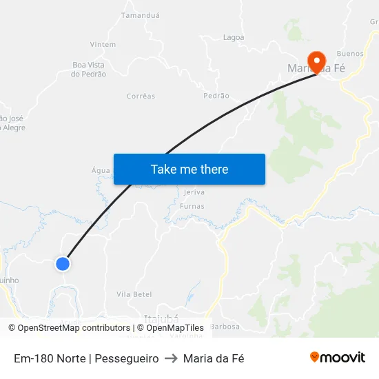 Em-180 Norte | Pessegueiro to Maria da Fé map