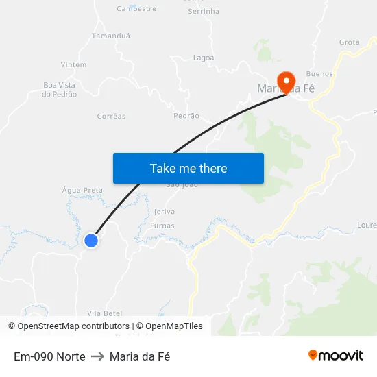 Em-090 Norte to Maria da Fé map