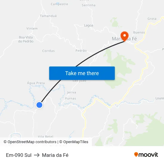 Em-090 Sul to Maria da Fé map