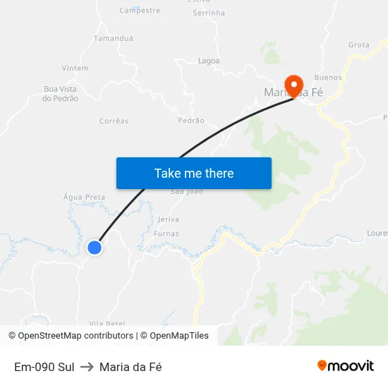 Em-090 Sul to Maria da Fé map