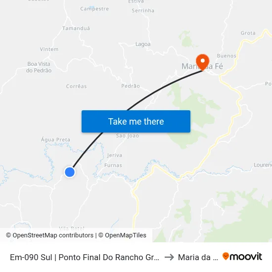 Em-090 Sul | Ponto Final Do Rancho Grande to Maria da Fé map