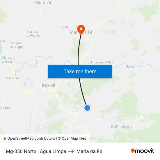 Mg-350 Norte | Água Limpa to Maria da Fé map
