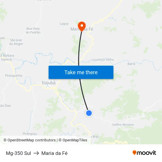 Mg-350 Sul to Maria da Fé map