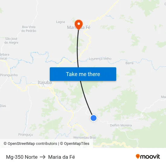 Mg-350 Norte to Maria da Fé map