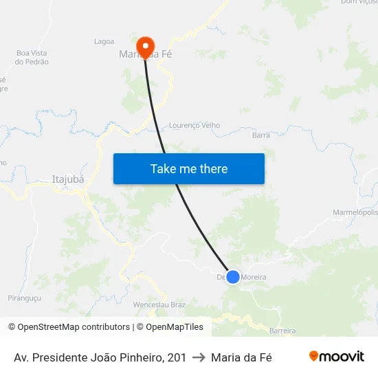 Av. Presidente João Pinheiro, 201 to Maria da Fé map