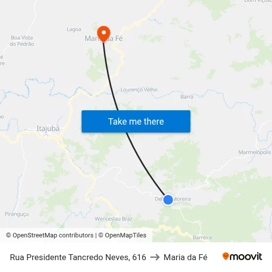 Rua Presidente Tancredo Neves, 616 to Maria da Fé map