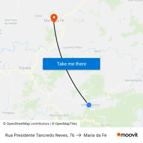 Rua Presidente Tancredo Neves, 76 to Maria da Fé map