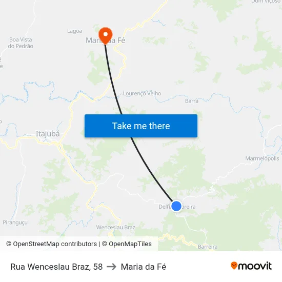 Rua Wenceslau Braz, 58 to Maria da Fé map