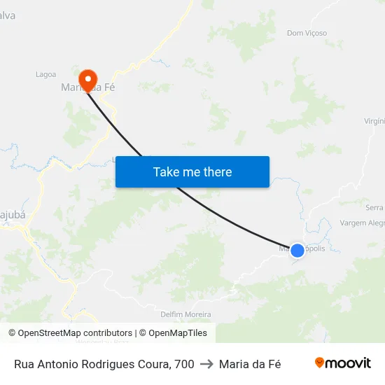 Rua Antonio Rodrigues Coura, 700 to Maria da Fé map