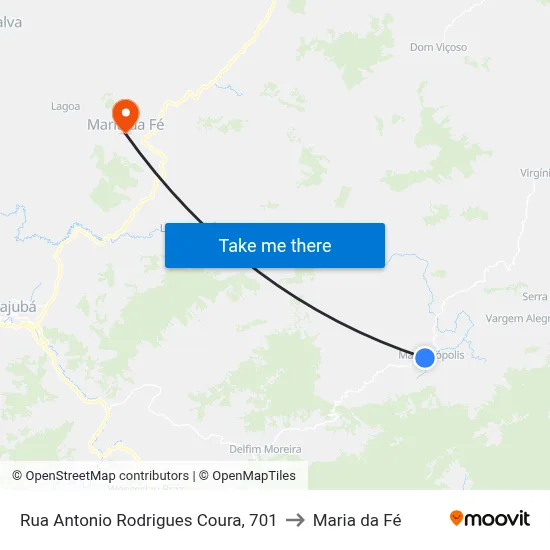 Rua Antonio Rodrigues Coura, 701 to Maria da Fé map