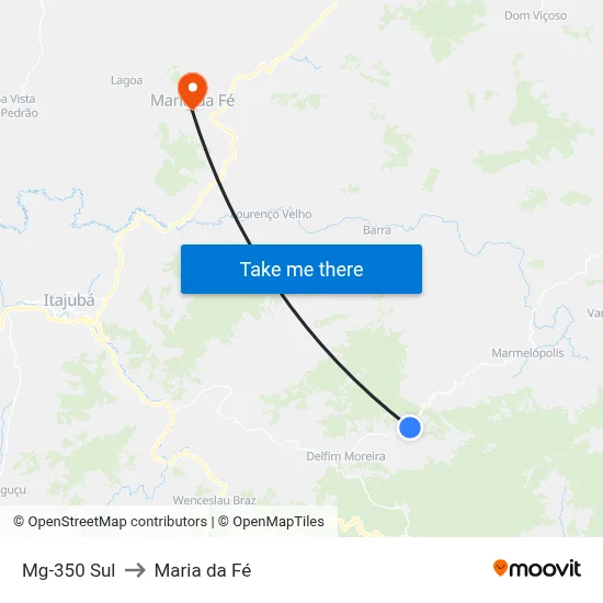 Mg-350 Sul to Maria da Fé map