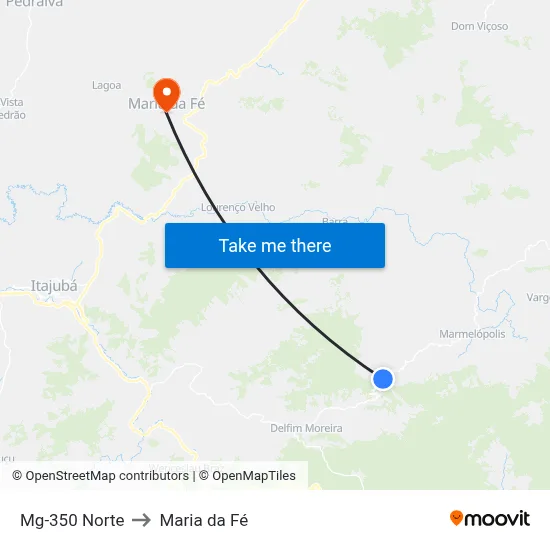 Mg-350 Norte to Maria da Fé map