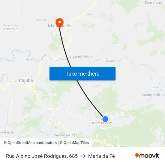 Rua Albino José Rodrigues, 685 to Maria da Fé map