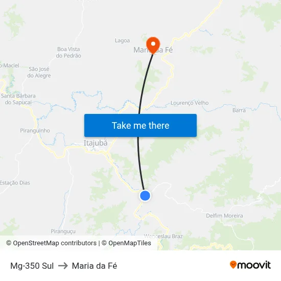 Mg-350 Sul to Maria da Fé map