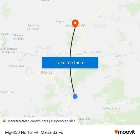 Mg-350 Norte to Maria da Fé map