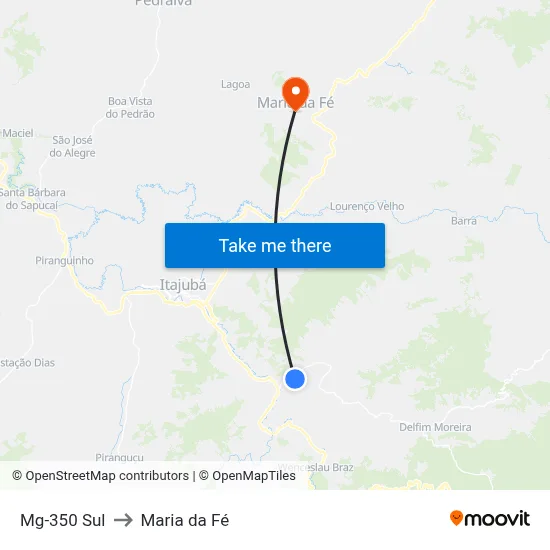 Mg-350 Sul to Maria da Fé map