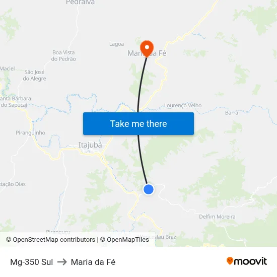Mg-350 Sul to Maria da Fé map
