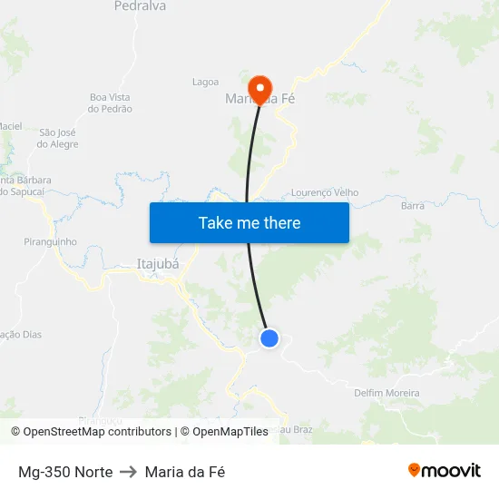 Mg-350 Norte to Maria da Fé map