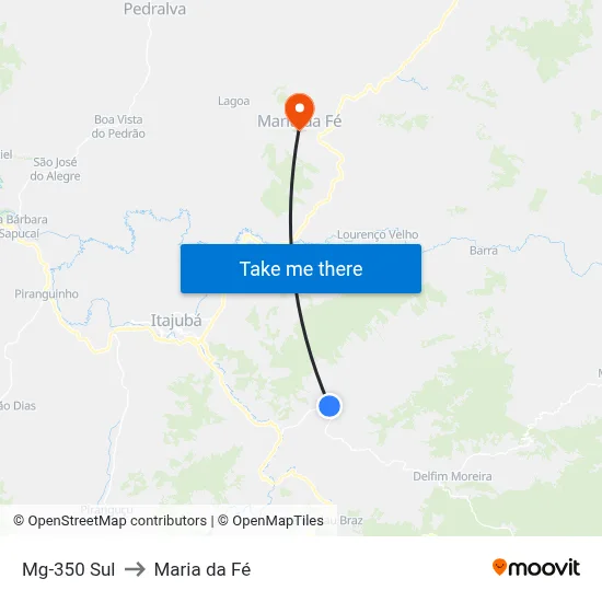 Mg-350 Sul to Maria da Fé map