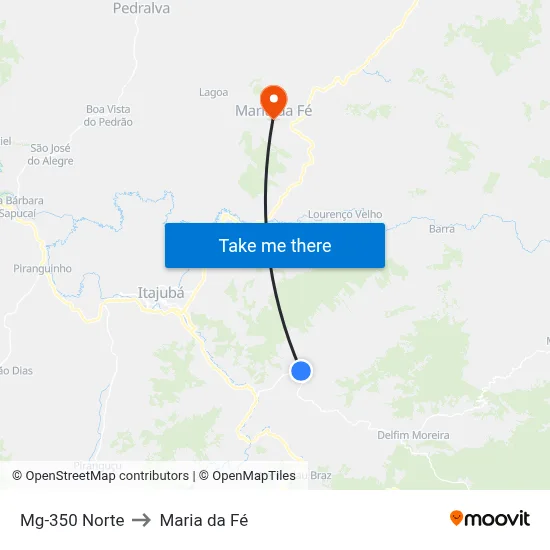 Mg-350 Norte to Maria da Fé map