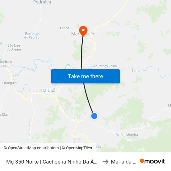 Mg-350 Norte | Cachoeira Ninho Da Águia to Maria da Fé map