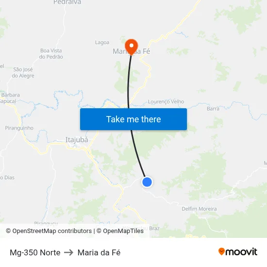 Mg-350 Norte to Maria da Fé map
