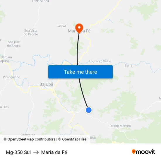 Mg-350 Sul to Maria da Fé map