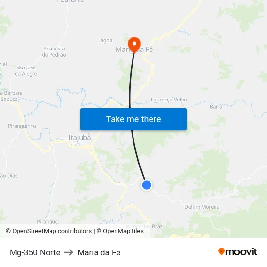 Mg-350 Norte to Maria da Fé map