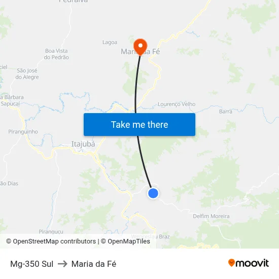 Mg-350 Sul to Maria da Fé map