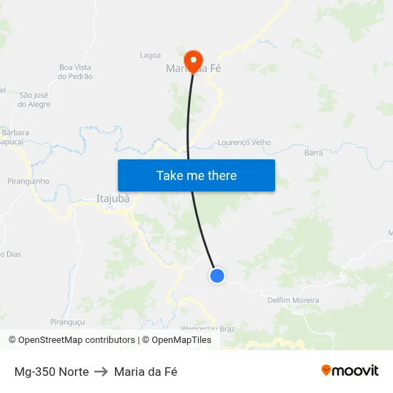Mg-350 Norte to Maria da Fé map