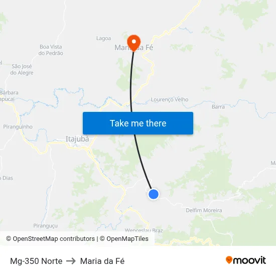 Mg-350 Norte to Maria da Fé map