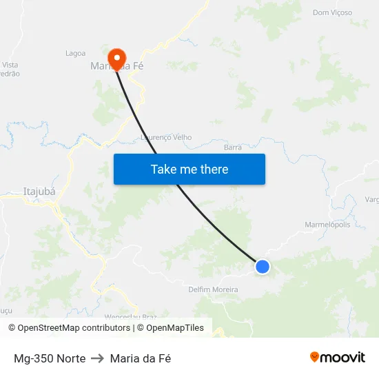 Mg-350 Norte to Maria da Fé map