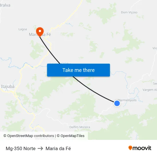 Mg-350 Norte to Maria da Fé map
