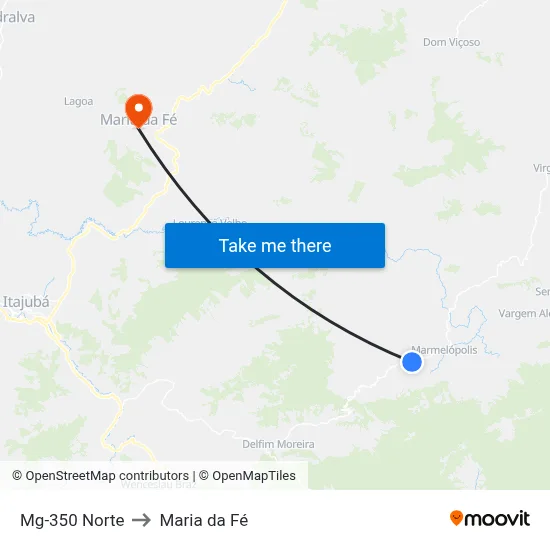 Mg-350 Norte to Maria da Fé map