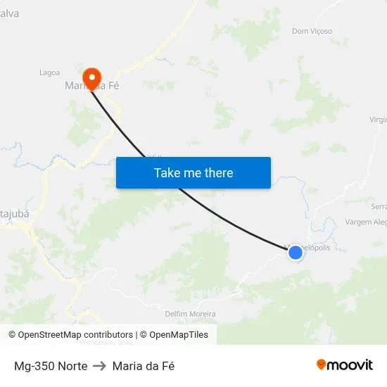 Mg-350 Norte to Maria da Fé map