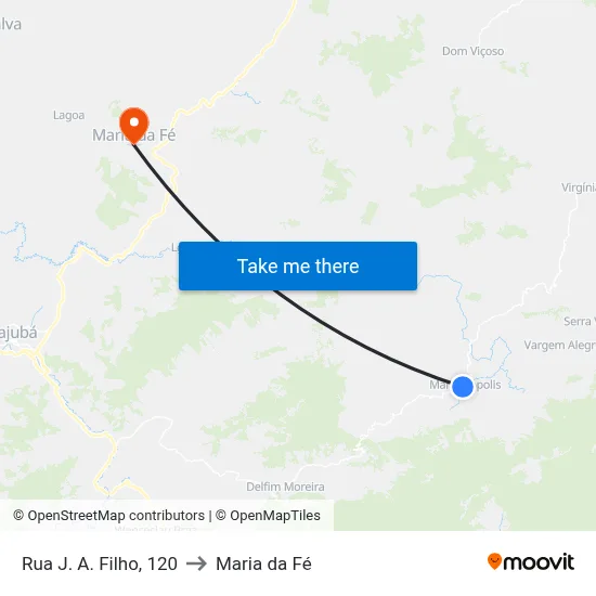 Rua J. A. Filho, 120 to Maria da Fé map
