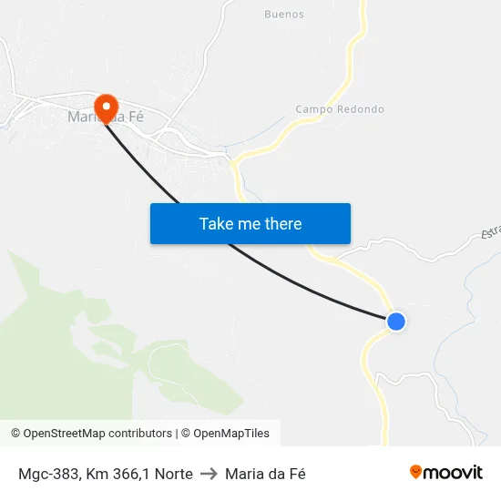 Mgc-383, Km 366,1 Norte to Maria da Fé map