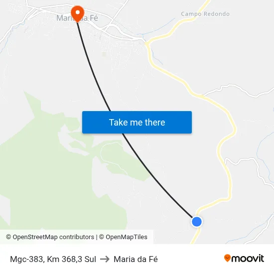Mgc-383, Km 368,3 Sul to Maria da Fé map