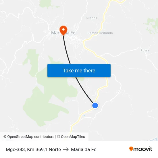 Mgc-383, Km 369,1 Norte to Maria da Fé map