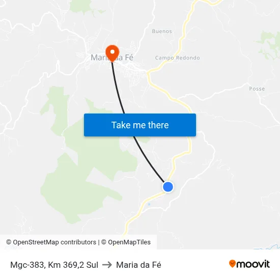 Mgc-383, Km 369,2 Sul to Maria da Fé map