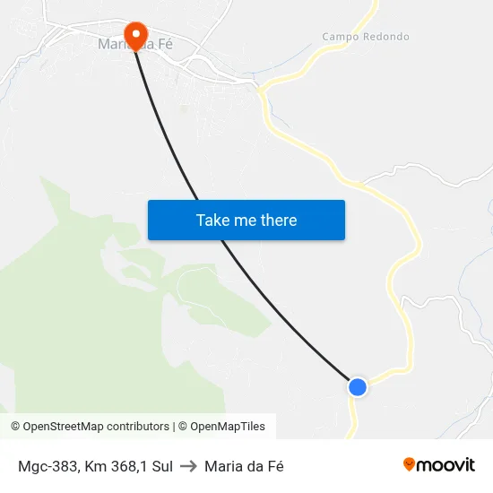 Mgc-383, Km 368,1 Sul to Maria da Fé map