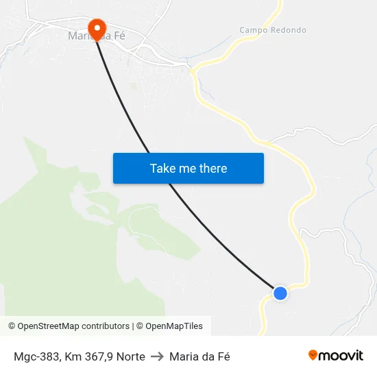 Mgc-383, Km 367,9 Norte to Maria da Fé map