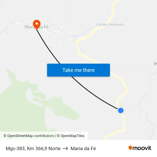 Mgc-383, Km 366,9 Norte to Maria da Fé map