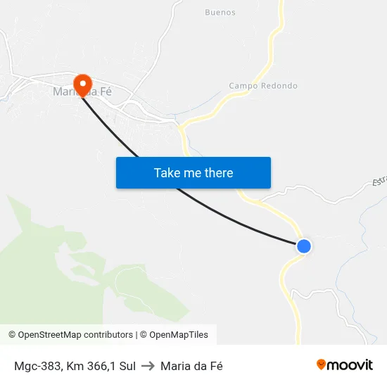 Mgc-383, Km 366,1 Sul to Maria da Fé map