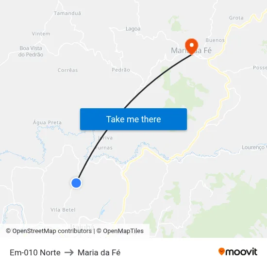 Em-010 Norte to Maria da Fé map