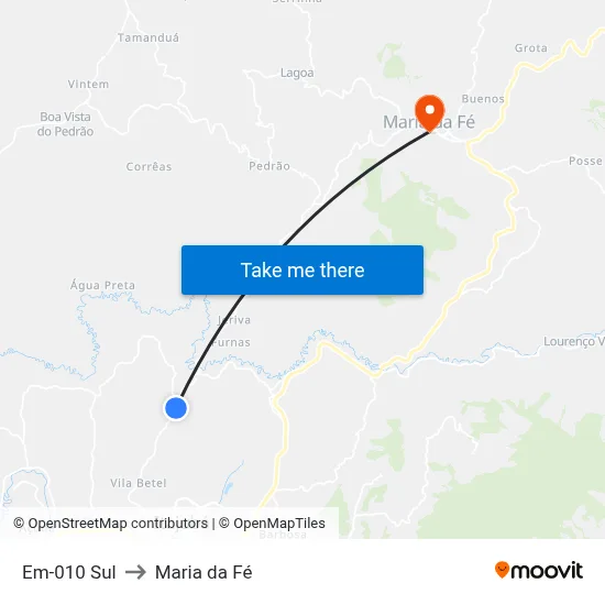 Em-010 Sul to Maria da Fé map