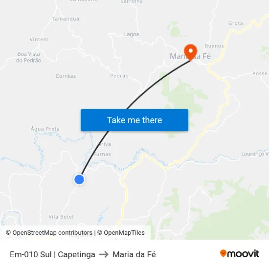 Em-010 Sul | Capetinga to Maria da Fé map
