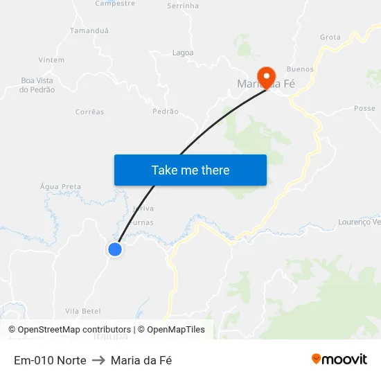 Em-010 Norte to Maria da Fé map