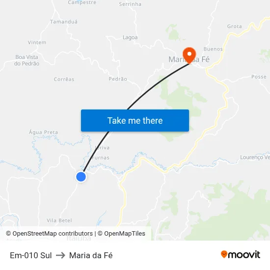 Em-010 Sul to Maria da Fé map
