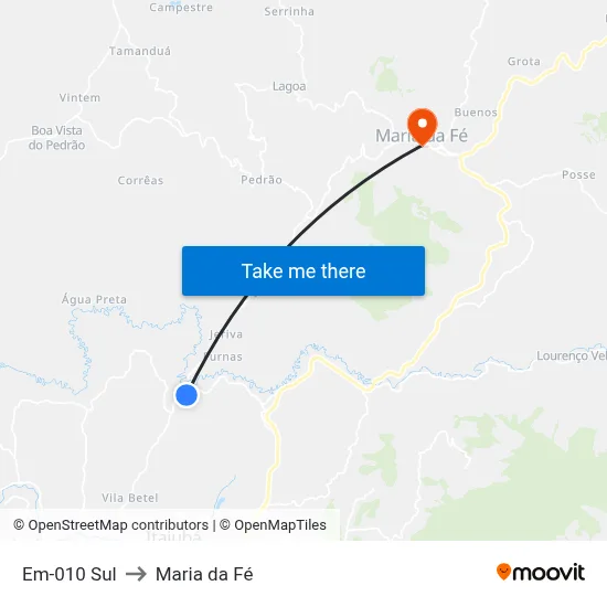 Em-010 Sul to Maria da Fé map